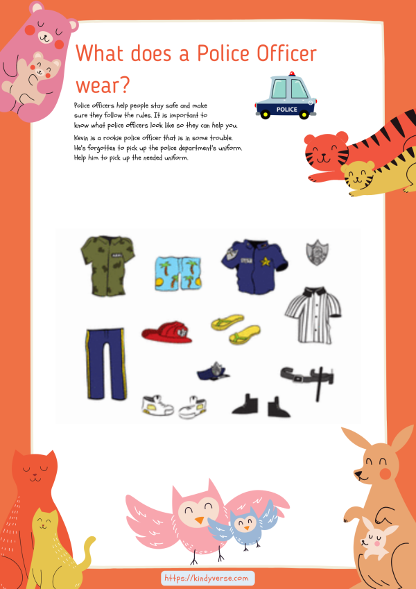 Community Helpers Police Officer Worksheet KindyVerse Kids