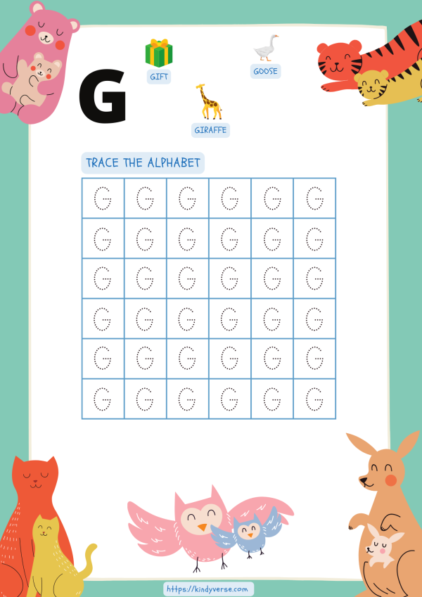 Capital Letter Tracing G Worksheet - KindyVerse Kids